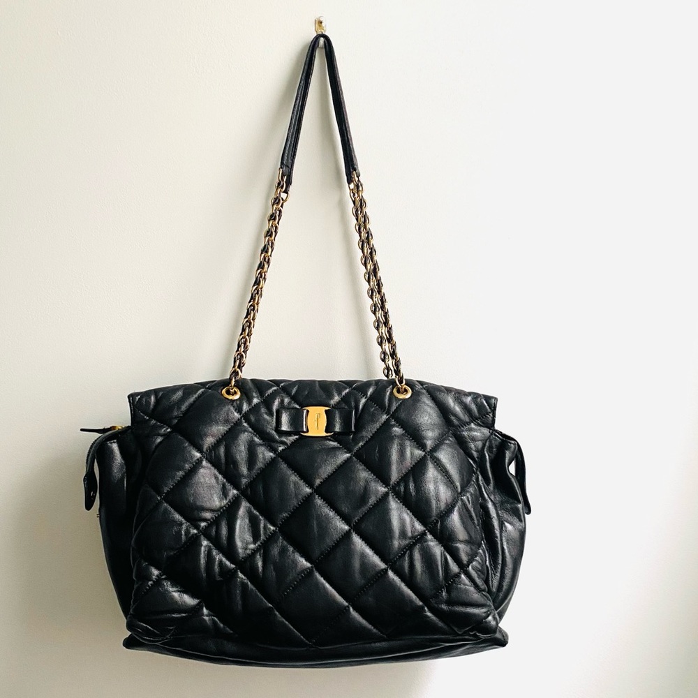 Salvatore Ferragamo Ginette Chain Shoulder Bag Lambskin